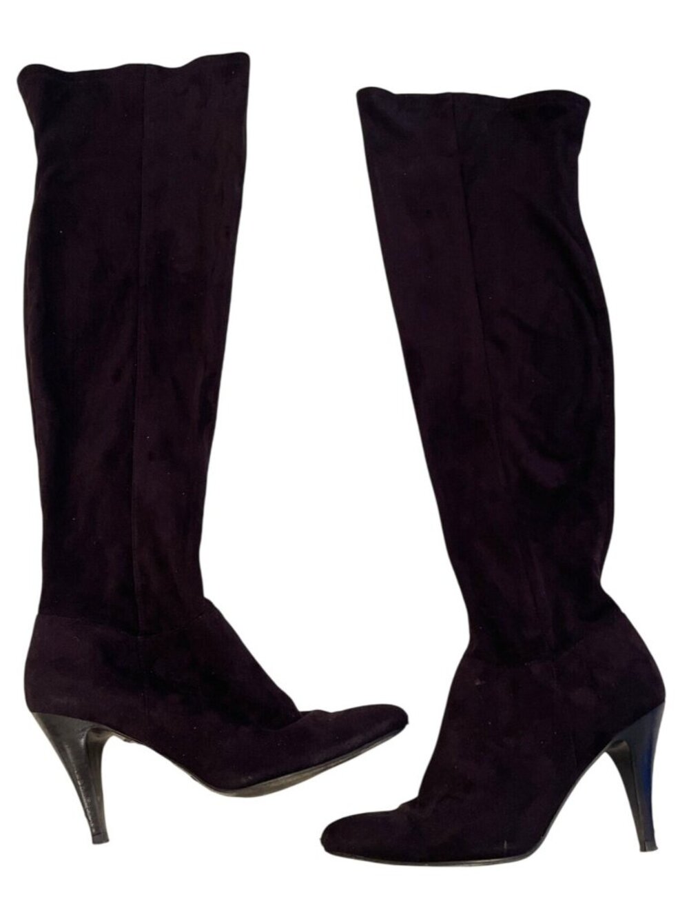 Nine West Over the Knee Boots Women's 8M Black Suede Stiletto 3"Heel Zip Tall - Picture 2 of 5